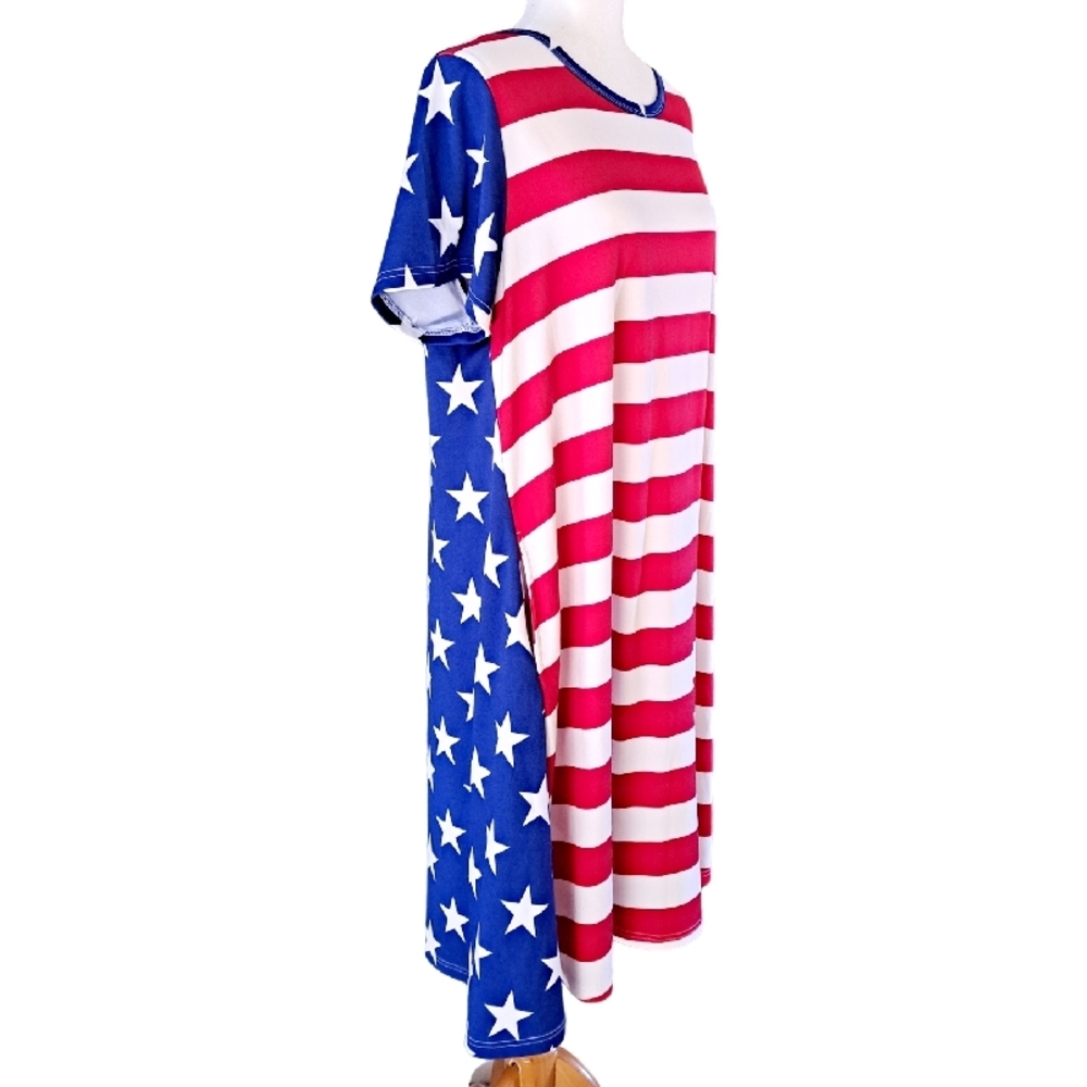 LULAROE CARLY UNICORN AMERICAN FLAG DRESS SZ 2X - Picture 3 of 4